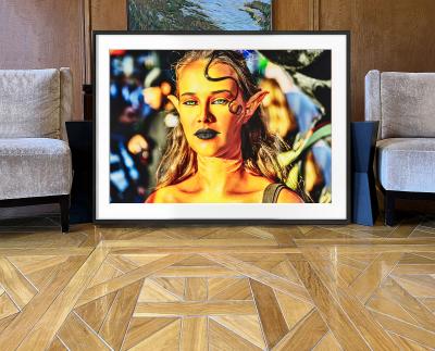 Mitchell Funk Portrait of Green Eyed Sci Fi Star Trek Girl in Golden Light in Times Square