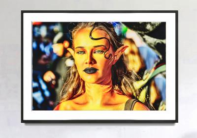 Mitchell Funk Portrait of Green Eyed Sci Fi Star Trek Girl in Golden Light in Times Square