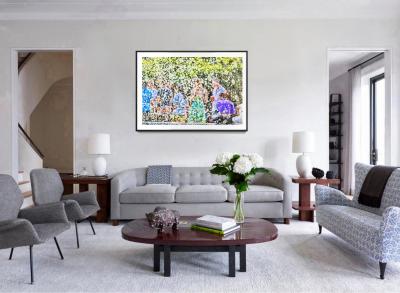 Mitchell Funk Post Impressionist New York City Fountain Scene like Georges Seurat