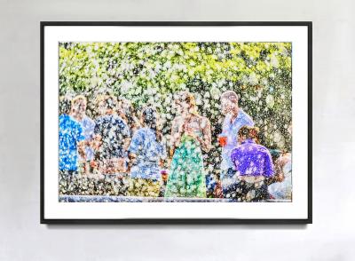 Mitchell Funk Post Impressionist New York City Fountain Scene like Georges Seurat