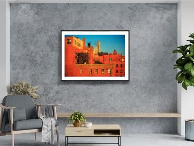 Mitchell Funk Red Brick Factory Long Island City with Empire State Building in Manhattan