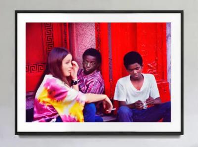 Mitchell Funk Red Wall Lower Manhattan Street Scene Early Color Photography