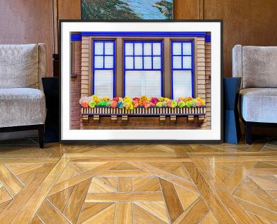 Mitchell Funk Rural Americana Window Joyful Flowers Abstract Color Norman Rockwell America