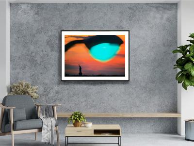 Mitchell Funk Statue of Liberty New York Harbor at Sunset with Green Light