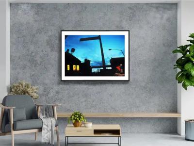 Mitchell Funk Surreal Brooklyn Bridge with Blue Sky Golden Windows and Red Kite