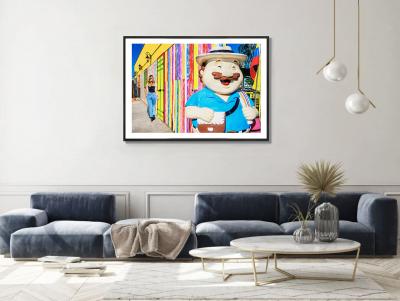 Mitchell Funk Surreal Encounter Street Photography of Sexy Girl and Clown