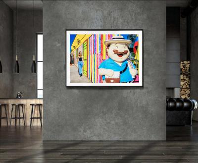 Mitchell Funk Surreal Encounter Street Photography of Sexy Girl and Clown