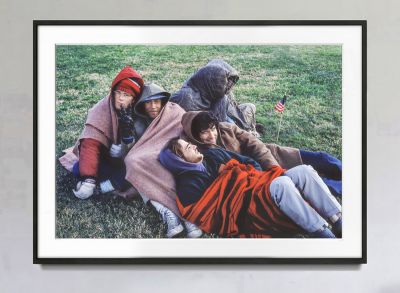 Mitchell Funk The Peace Sign Vietnam War Protesters with American Flag 1969