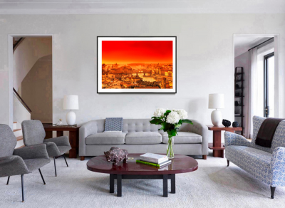 Mitchell Funk The Rebirth of the Renaissance Florence with Orange in the Sky 1990
