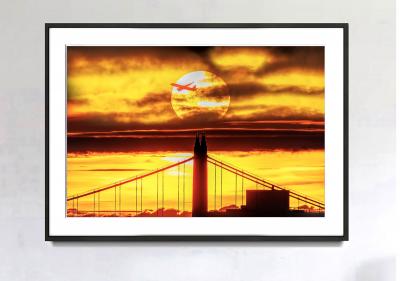 Mitchell Funk The Transience of Time Big Sun Over New York City Bridge
