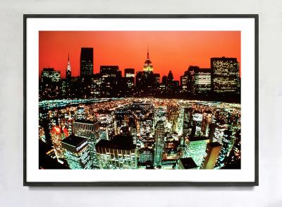 Mitchell Funk Two New York Skylines in One Fantasy Picture Chrysler Building at Sunset