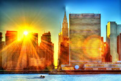 Mitchell Funk United Nations and Chrysler Building Wrapped in Divine Light with Jet Ski