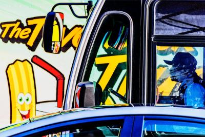 Mitchell Funk Urban Art Bus Driver and Graffiti Street Photography by Mitchell Funk