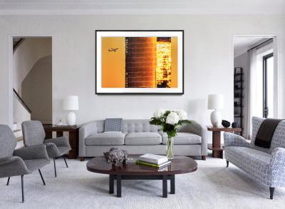 Mitchell Funk Urban Landscape Golden Sky with Melting and Dissolving Glass Skyscraper