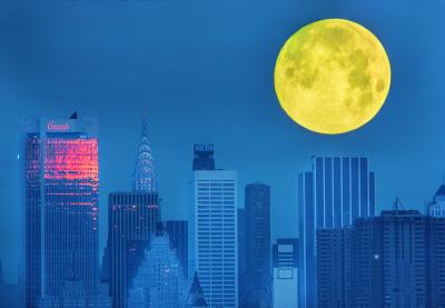 Mitchell Funk Yellow Moon Over Manhattan in the 1970s