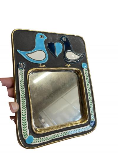 Mithe Espelt 1970s Ceramic wall mirror by French arist Mith Espelt