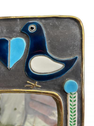 Mithe Espelt 1970s Ceramic wall mirror by French arist Mith Espelt