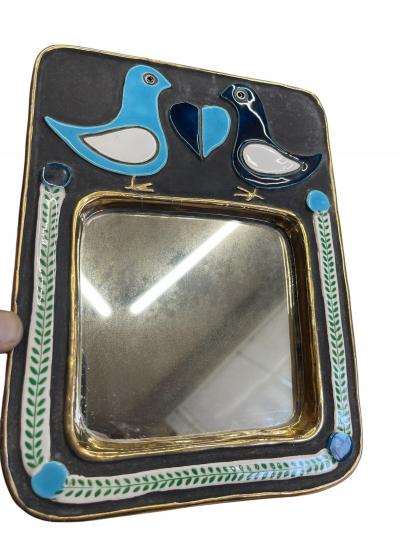 Mithe Espelt 1970s Ceramic wall mirror by French arist Mith Espelt