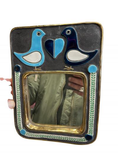 Mithe Espelt 1970s Ceramic wall mirror by French arist Mith Espelt