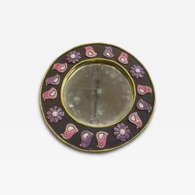 Mithe Espelt 1970s Decorative Hand made ceramic wall mirror by Mith Espelt