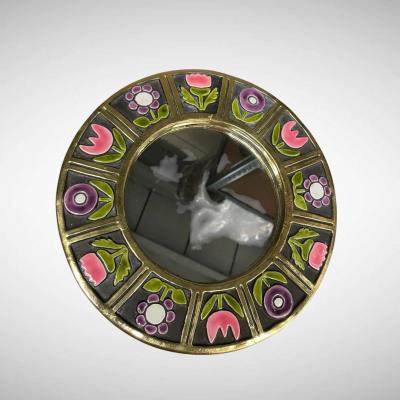 Mithe Espelt 1970s Studio Pottery ceramic wall mirror by Mithe Espelt