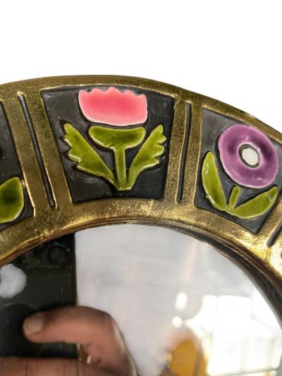 Mithe Espelt 1970s Studio Pottery ceramic wall mirror by Mithe Espelt