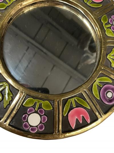 Mithe Espelt 1970s Studio Pottery ceramic wall mirror by Mithe Espelt