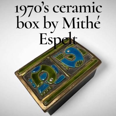 Mithe Espelt 1970s Studio pottery ceramic box by Mith Espelt