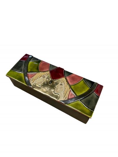 Mithe Espelt 1970s Studio pottery ceramic box by Mith Espelt