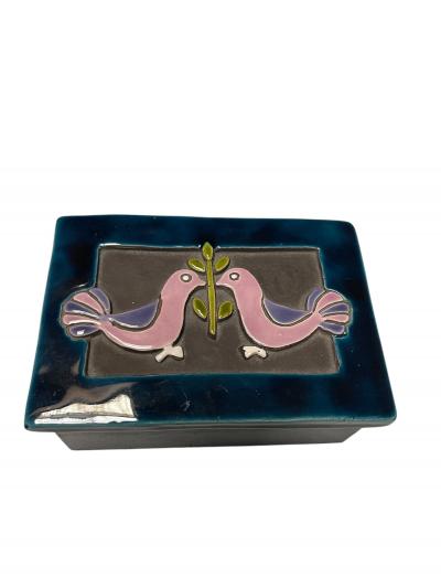 Mithe Espelt 1970s Studio pottery ceramic box by Mith Espelt