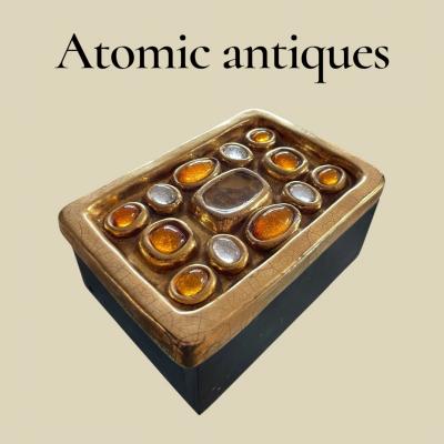 Mithe Espelt 1970s Studio pottery ceramic box by Mith Espelt