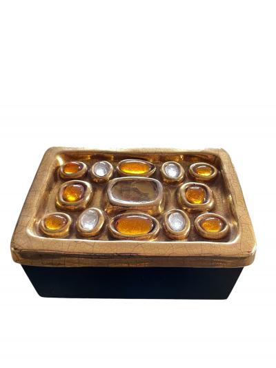 Mithe Espelt 1970s Studio pottery ceramic box by Mith Espelt