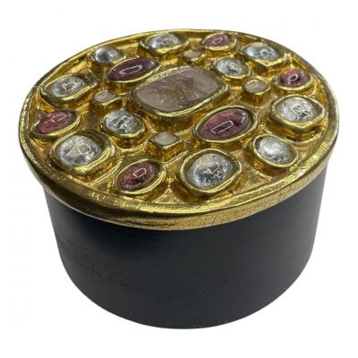 Mithe Espelt 1970s Studio pottery ceramic decorative box by Mith Espelt