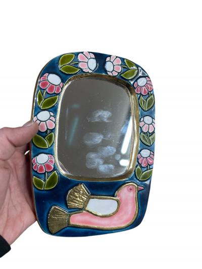 Mithe Espelt 1970s Studio pottery ceramic decorative wall mirror by Mith Espelt