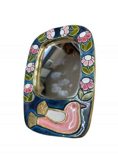 Mithe Espelt 1970s Studio pottery ceramic decorative wall mirror by Mith Espelt