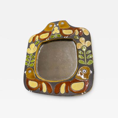Mithe Espelt 1970s Studio pottery ceramic mirror by Mith Espelt