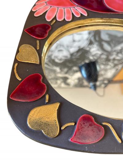 Mithe Espelt 1970s Studio pottery ceramic mirror by Mith Espelt