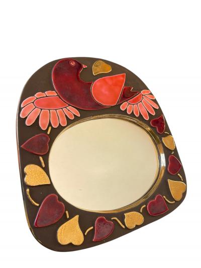 Mithe Espelt 1970s Studio pottery ceramic mirror by Mith Espelt