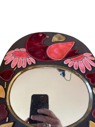 Mithe Espelt 1970s Studio pottery ceramic mirror by Mith Espelt