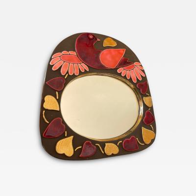 Mithe Espelt 1970s Studio pottery ceramic mirror by Mith Espelt