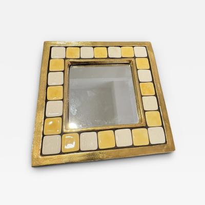 Mithe Espelt 1970s Studio pottery ceramic mirror by Mith Espelt