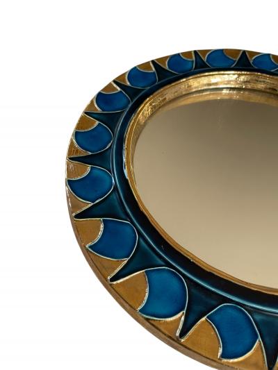 Mithe Espelt 1970s Studio pottery ceramic sunburst mirror by Mith Espelt