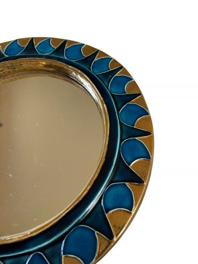 Mithe Espelt 1970s Studio pottery ceramic sunburst mirror by Mith Espelt