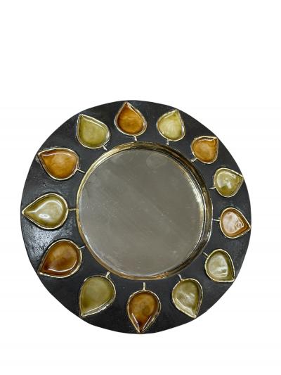 Mithe Espelt 1970s Studio pottery ceramic sunburst mirror by Mith Espelt