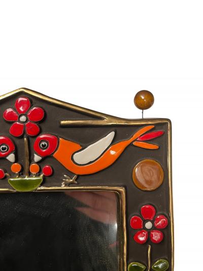 Mithe Espelt 1970s Studio pottery ceramic wall mirror by Mith Espelt