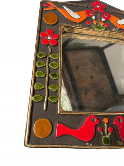 Mithe Espelt 1970s Studio pottery ceramic wall mirror by Mith Espelt