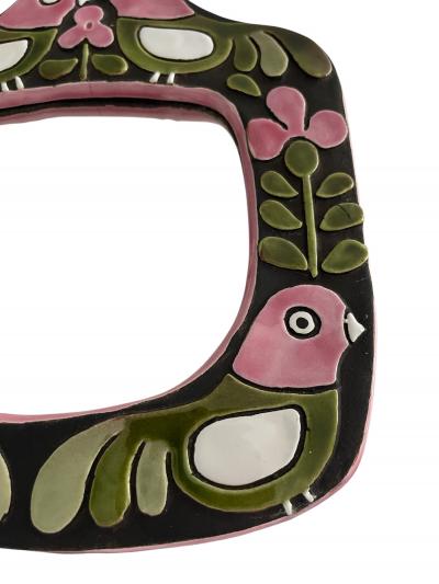 Mithe Espelt 1970s Studio pottery ceramic wall mirror by Mith Espelt