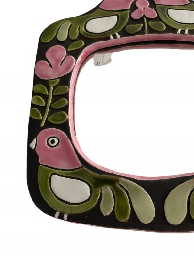 Mithe Espelt 1970s Studio pottery ceramic wall mirror by Mith Espelt
