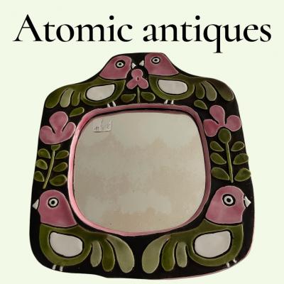 Mithe Espelt 1970s Studio pottery ceramic wall mirror by Mith Espelt