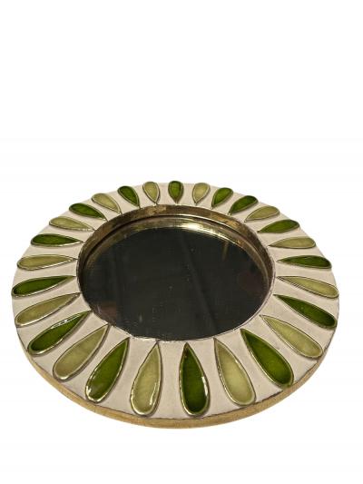 Mithe Espelt 1970s Studio pottery ceramic wall mirror by Mith Espelt